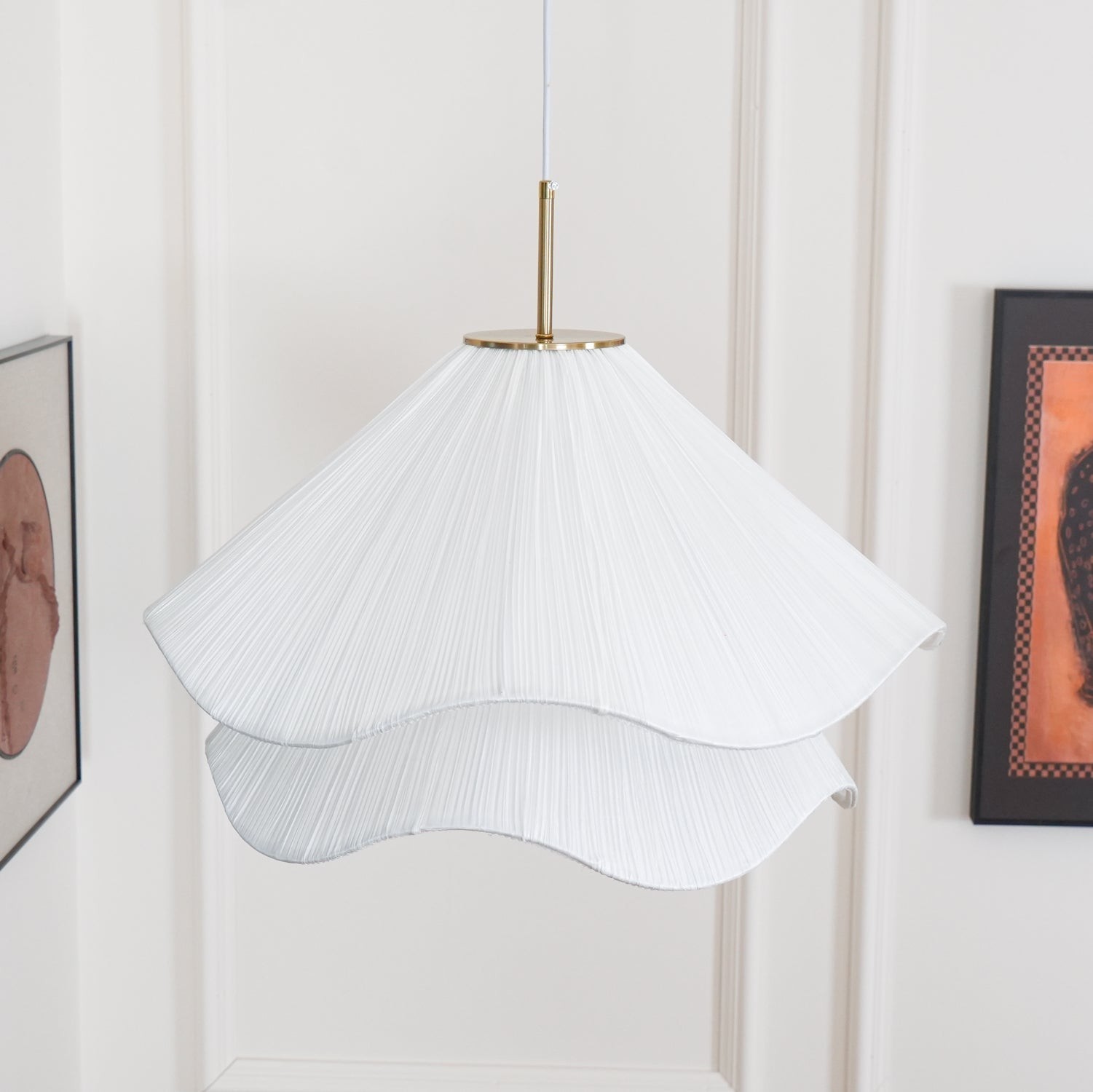 Witte gelaagde plooien hanglamp HL563
