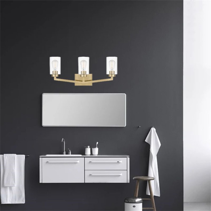 Industriële messing cilindrische glazen wandlamp HL237
