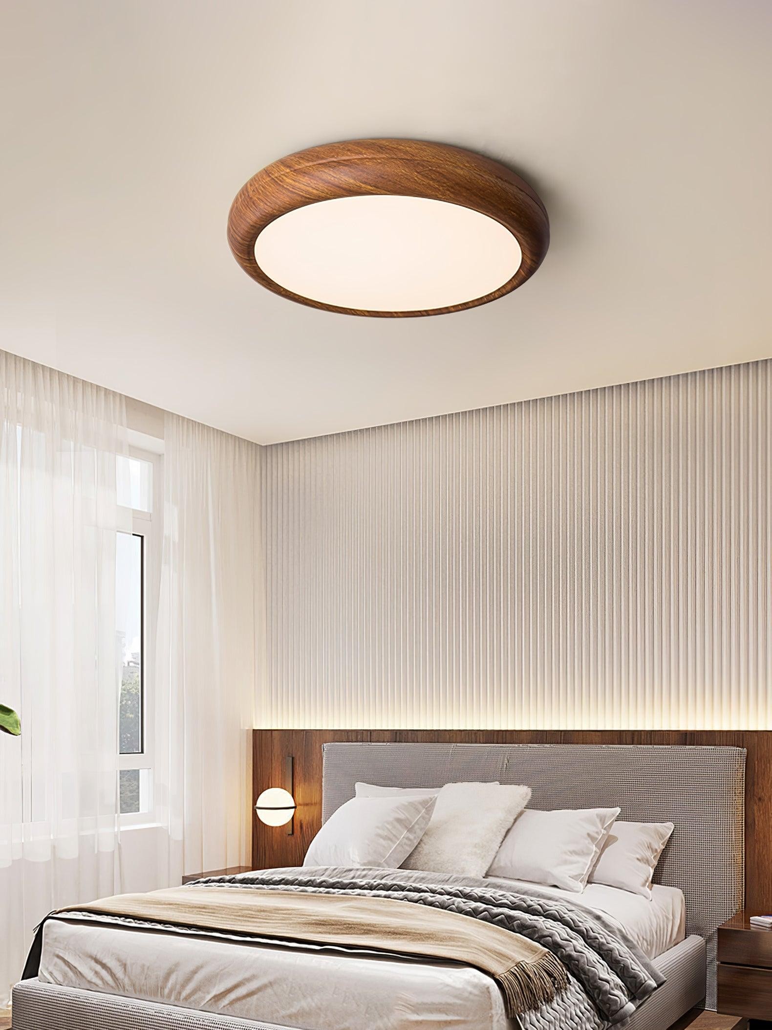Ronde plafondlamp met houtnerf HL825