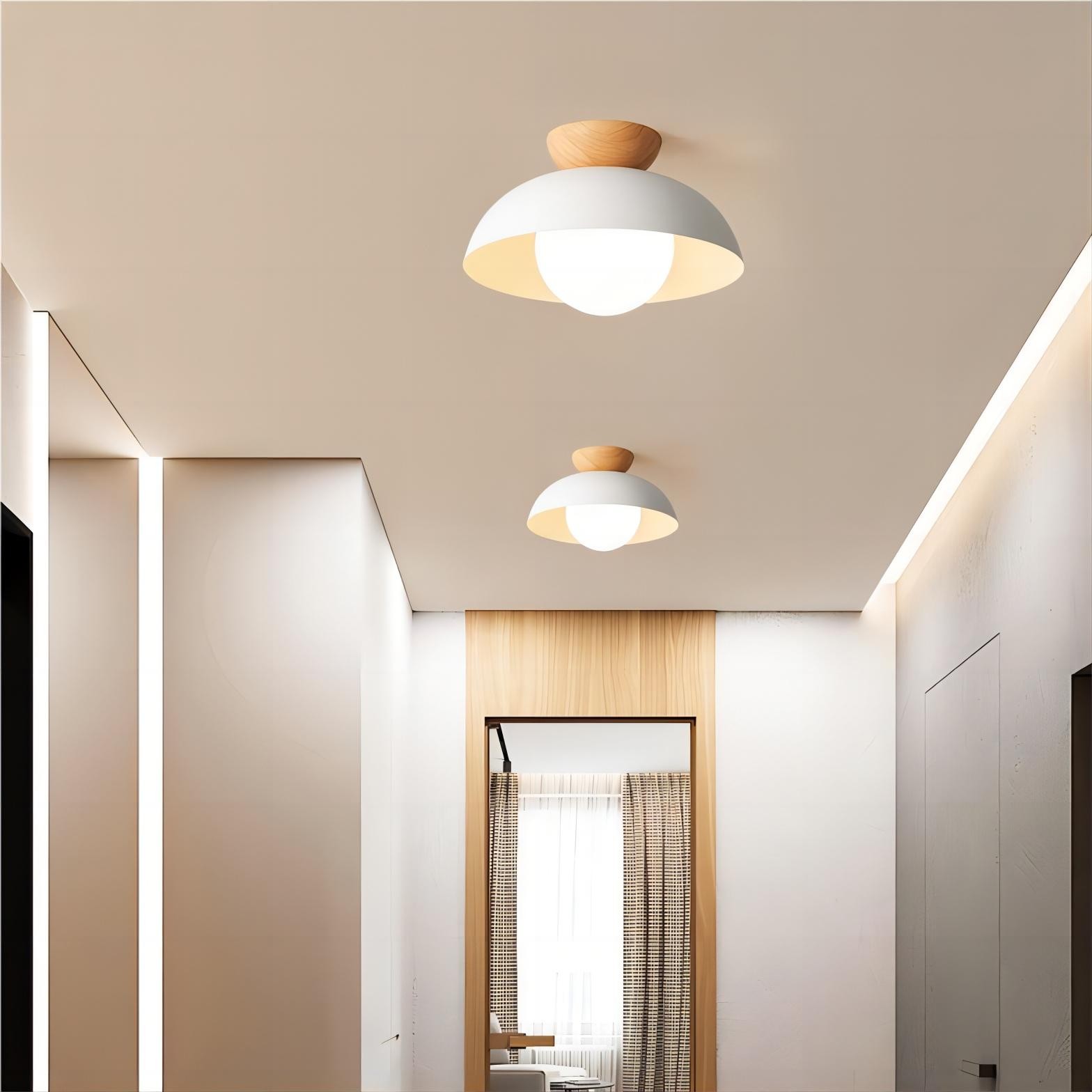 Moderne semi bloemknop houten plafondlamp HL188