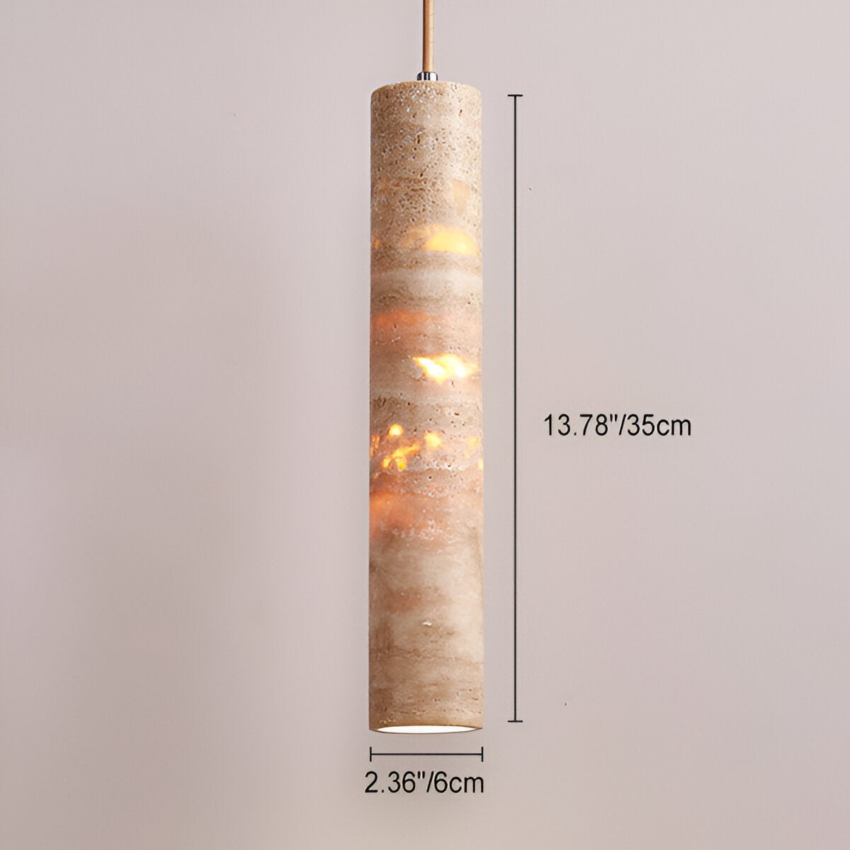 Hanglamp met crèmekleurige travertin buisvormige kap HL3465
