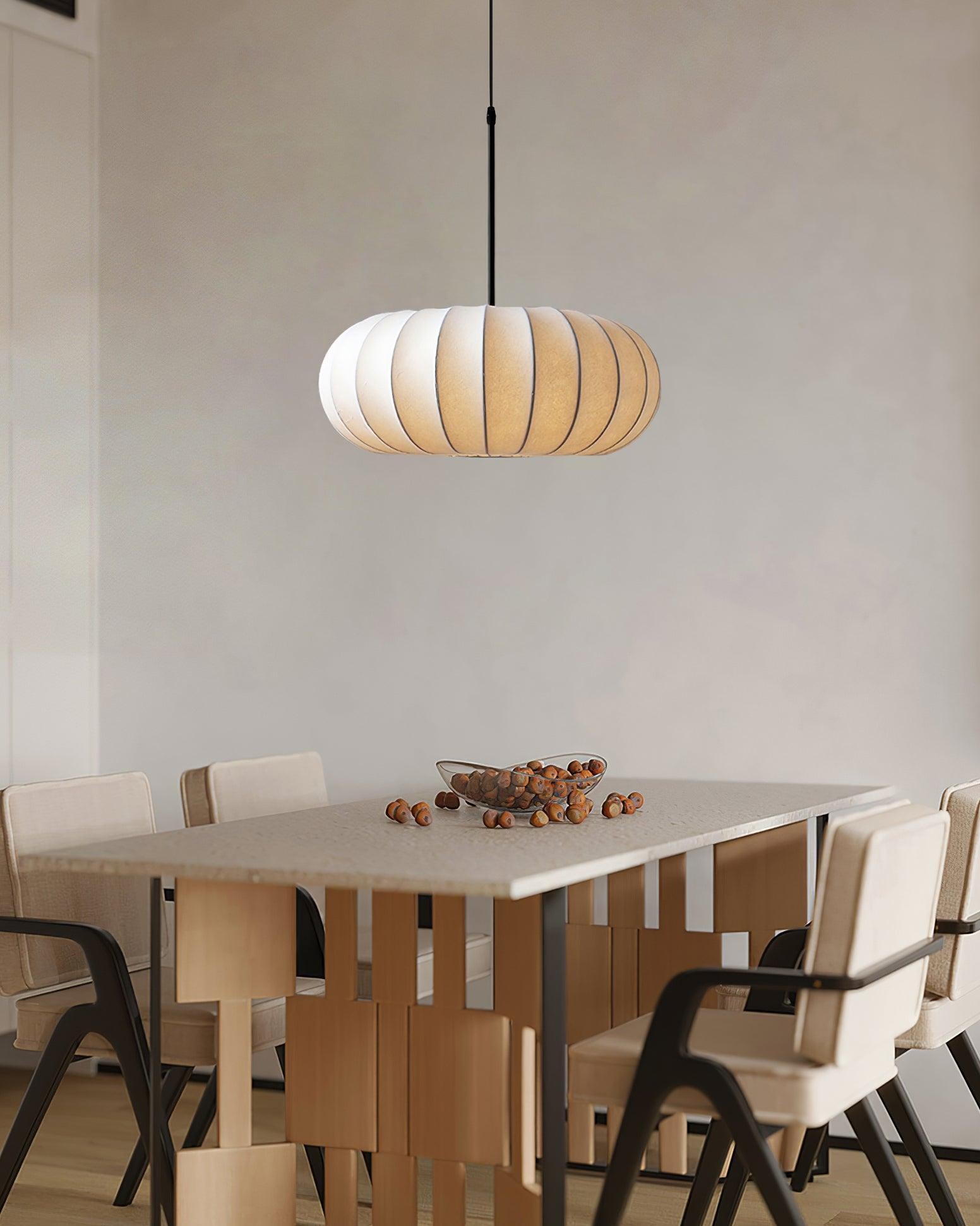 Eenvoudige Wabi-sabi witte lantaarn stoffen hanglamp HL852