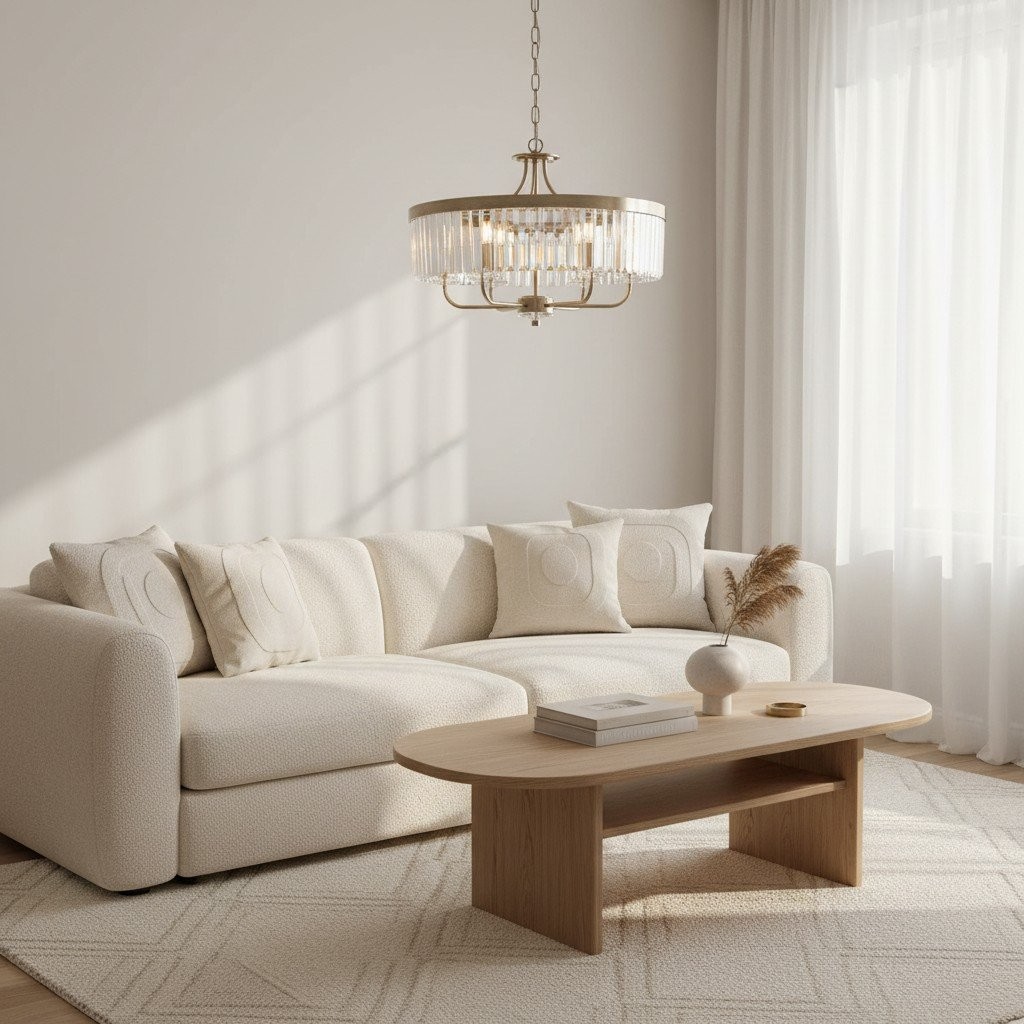 Beveline ronde hanglamp met 6 lichtpunten - geslepen glazen kappen, elegant metalen frame voor eetkamer, keukeneiland HL2066