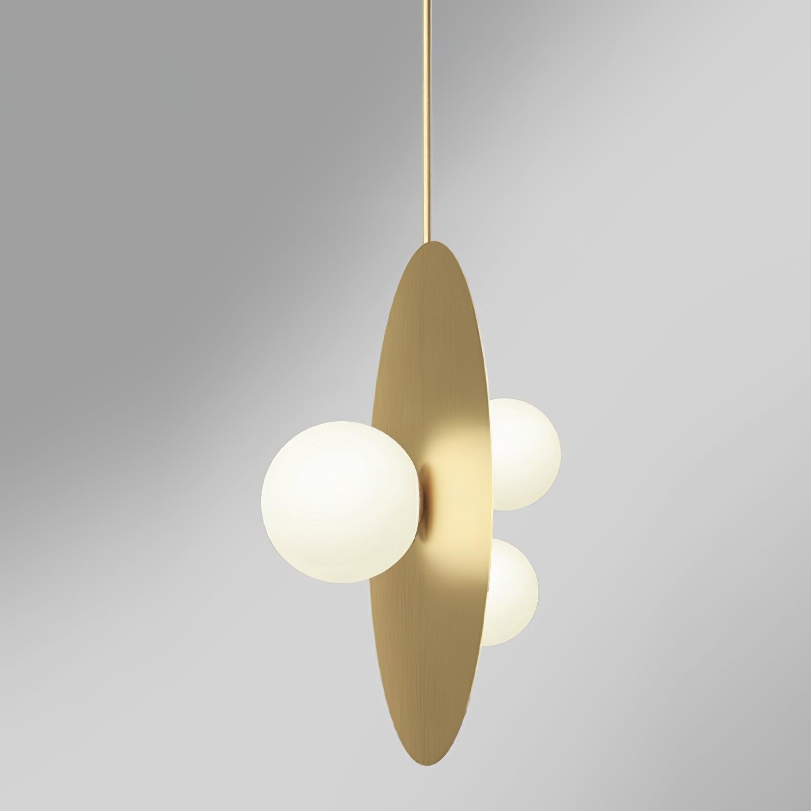 Metalen schijf met bol hanglamp HL414