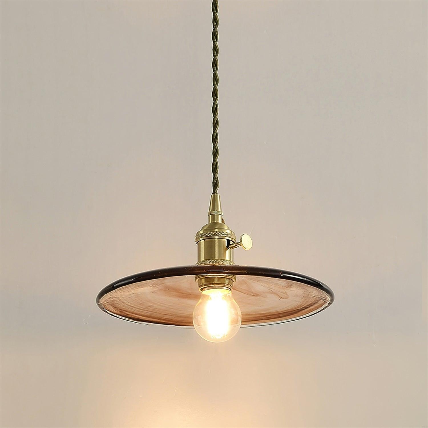 Messing Vintage Helder Glazen Hanglamp HL623