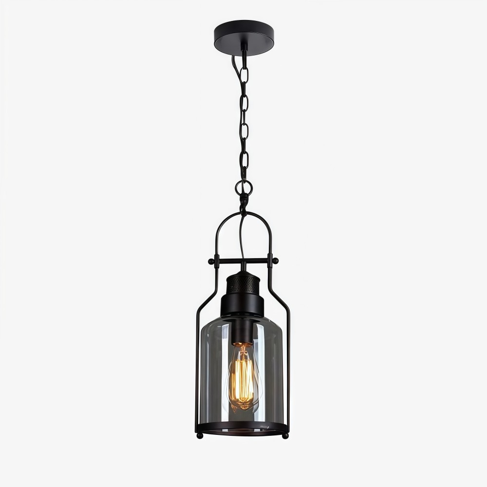 Lirra Vintage Glazen Pot Hanglamp - Industriële Metalen Hanglamp voor Keuken en Bar HL973