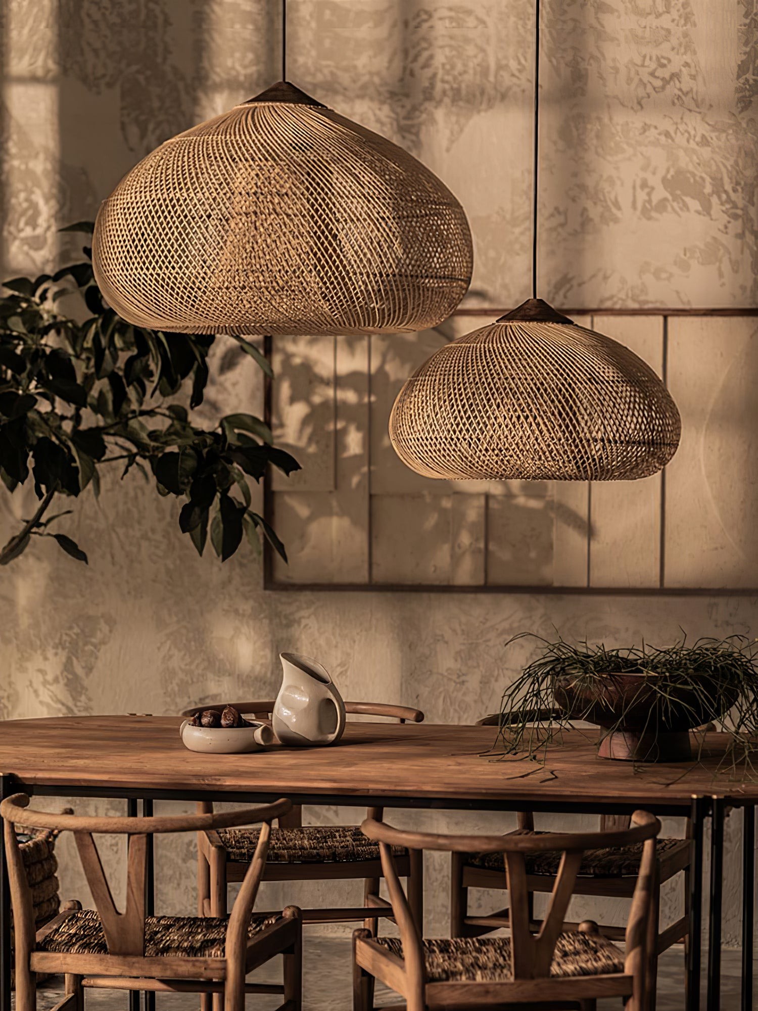Harp gevlochten rotan hanglamp HL1402