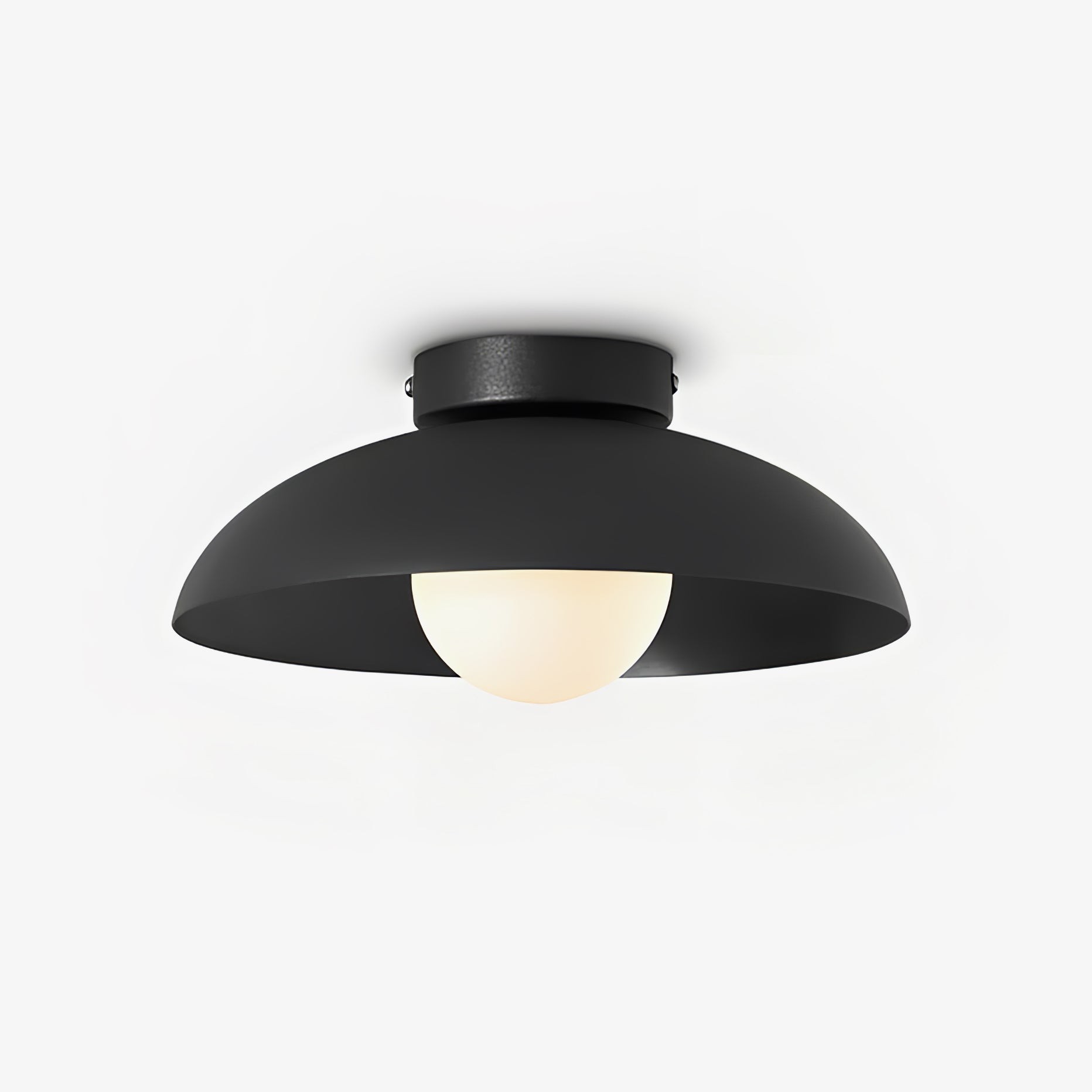 Matte zwarte glazen koepel plafondlamp HL543