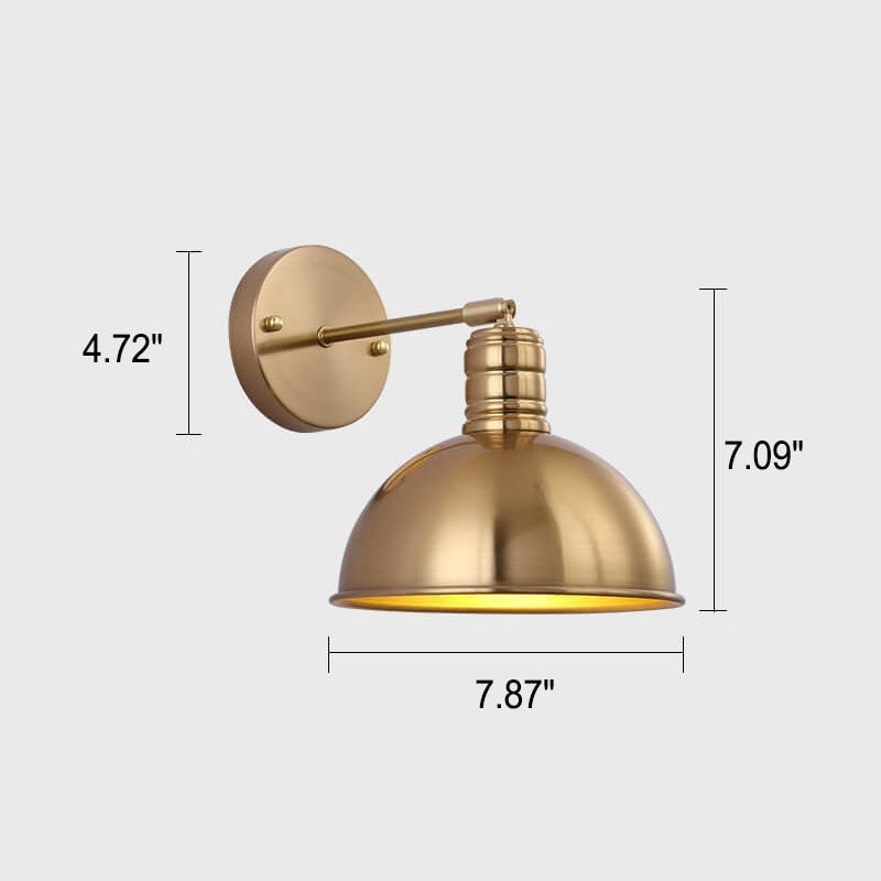 Moderne, eenvoudige, kegelvormige wandlamp met één lichtpunt van geplateerd messing, HL1412