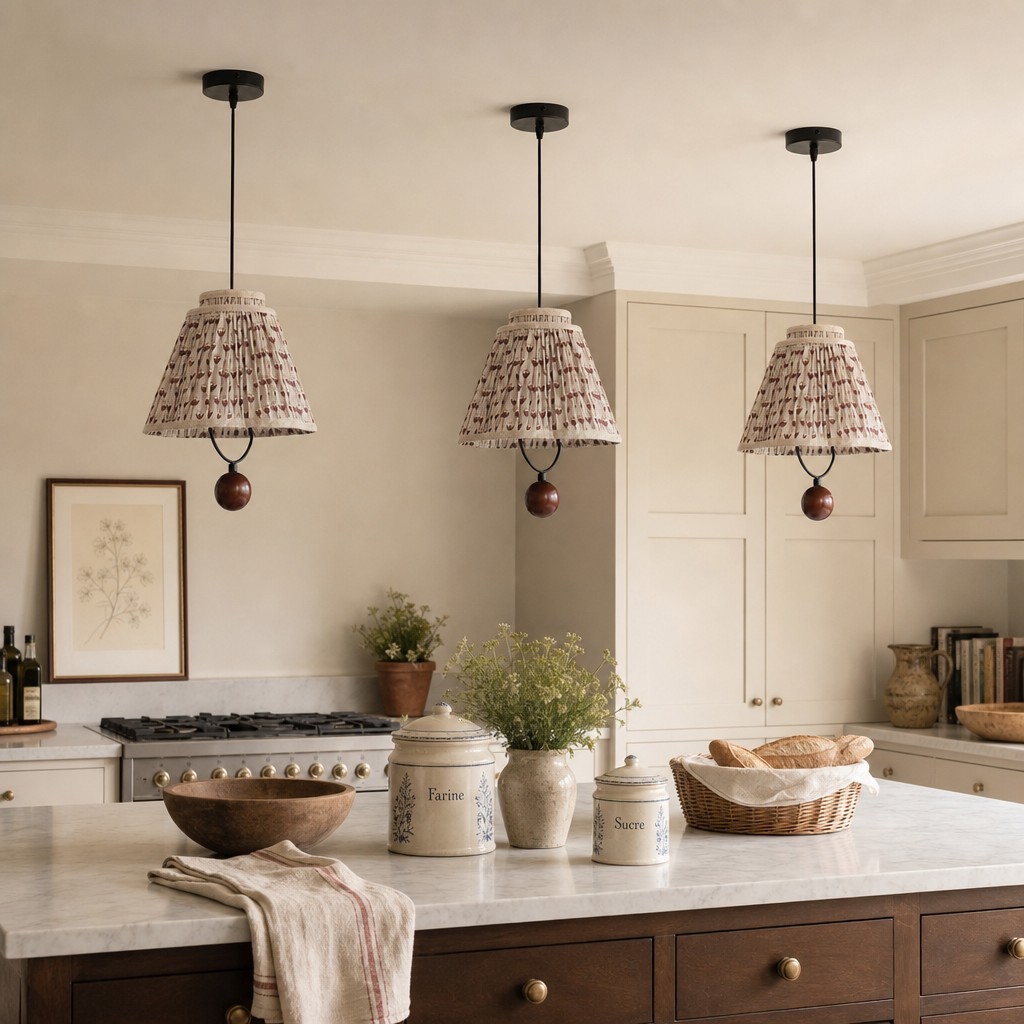 Solmire Decoratieve Hanglamp met Bloemenprint en Stoffen Bekleding - Metalen Accent Hanglamp voor Woonkamer en Eetkamer HL3561