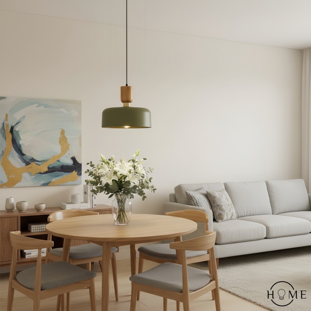 Orbulis Ronde Hanglamp met Houtnerf - Moderne Metalen Hanglamp voor de Eetkamer HL2366