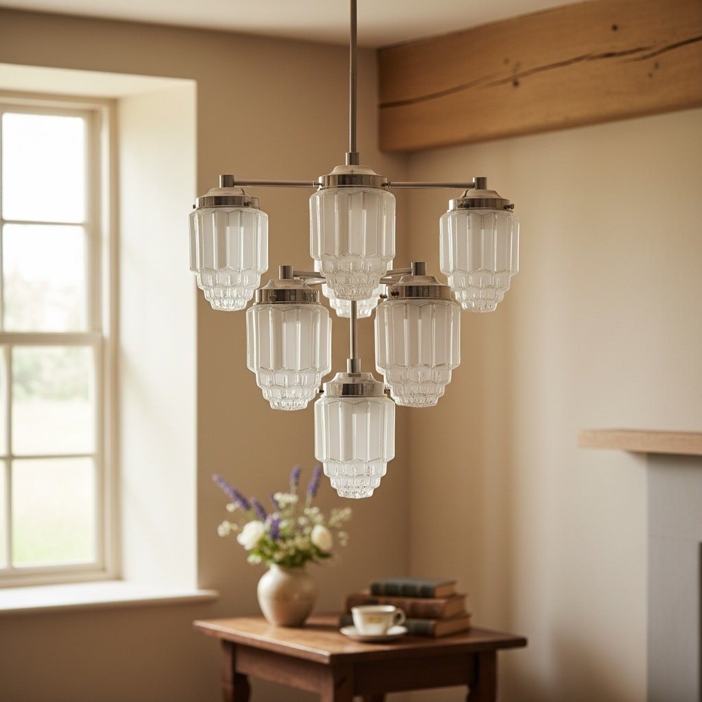 Tierlux Glazen kroonluchter met textuur van messing - Tijdloze verlichting met stijl HL1737