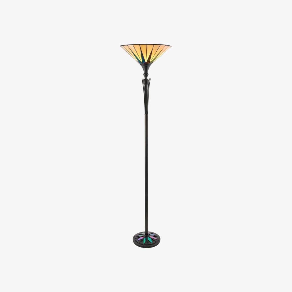 TF Dark Star Staande Lamp met Sterpatroon van Gebrandschilderd Glas - Uplighter in Tiffany-stijl voor Woonkamers HL2225