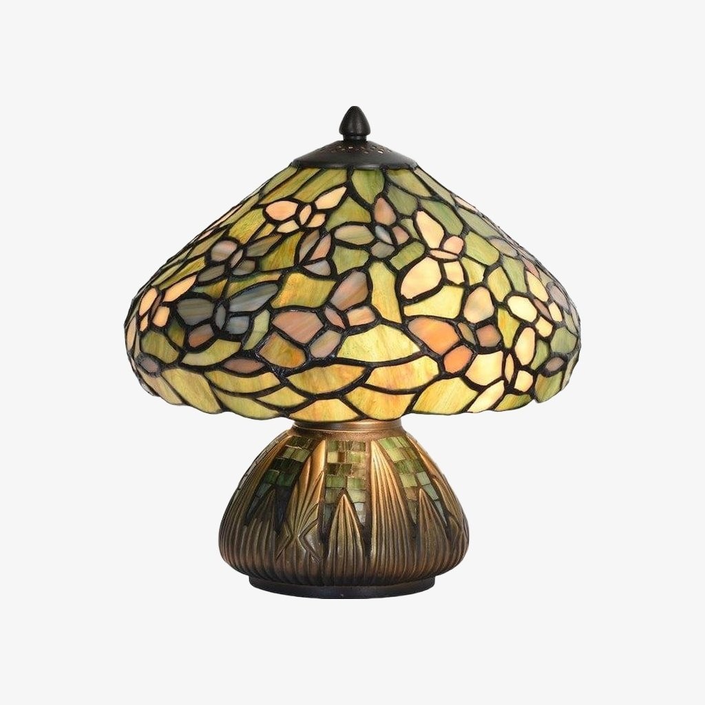 TF Sorenia Tafellamp - Warme lamp in glas-in-loodstijl met bloemenmotief voor woonkamer of slaapkamer HL2087