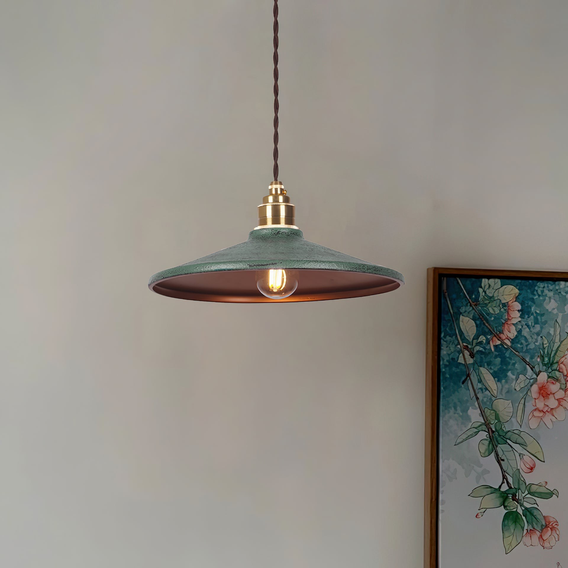 Rustieke hanglamp met schotelvormige kap HL3029