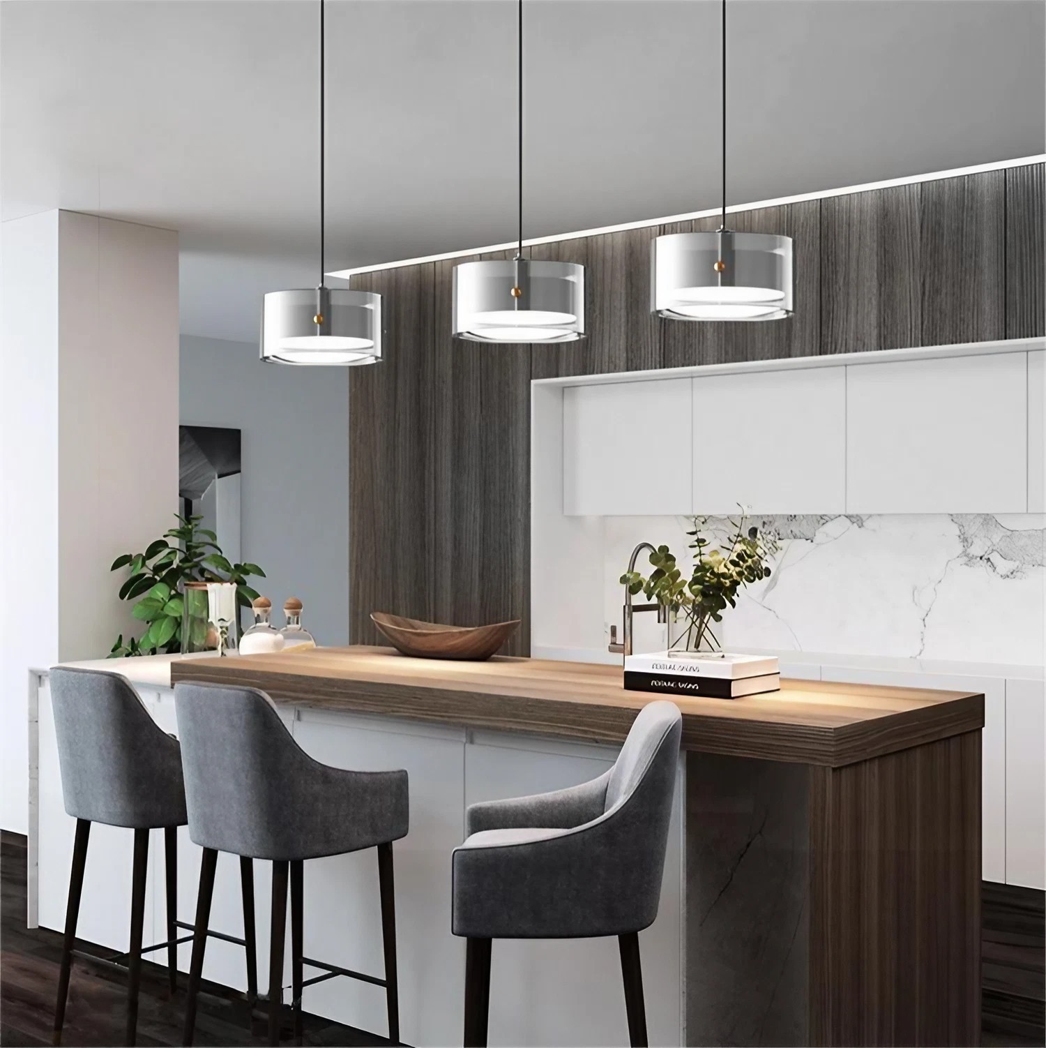 Minimalistische slaapkamer metalen glazen hanglamp HL19