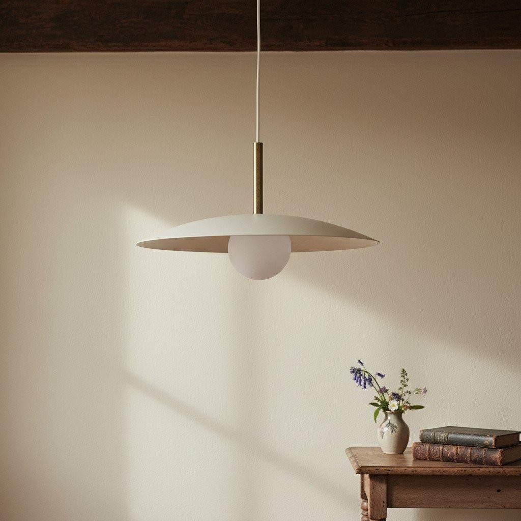 Curva metalen minimalistische hanglamp - moderne accentschijfkap van messing HL1764
