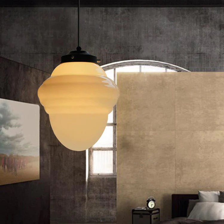 Vintage witte geometrische hanglamp van melkglas HL1022