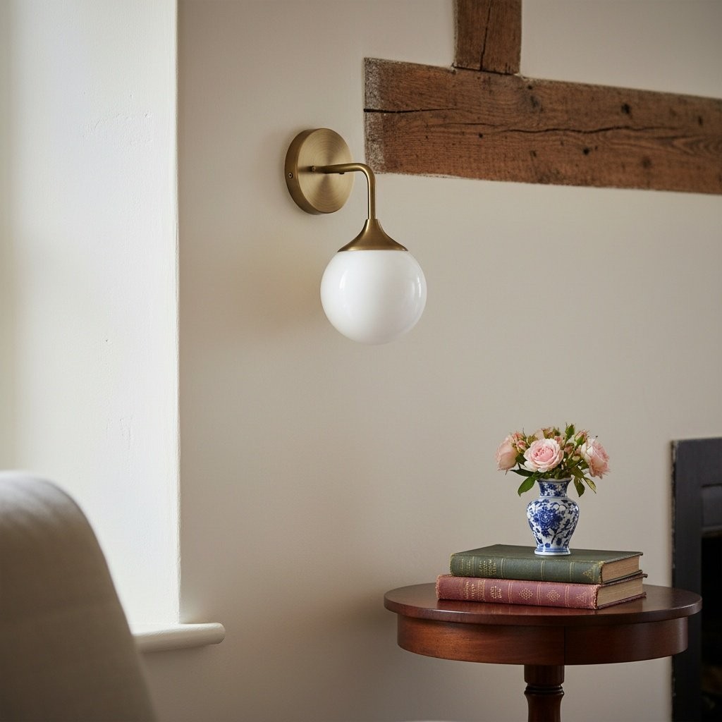 Glorica Glazen Wandlamp - Gematteerde Bolvormige Lamp met Messing Armatuur HL1757