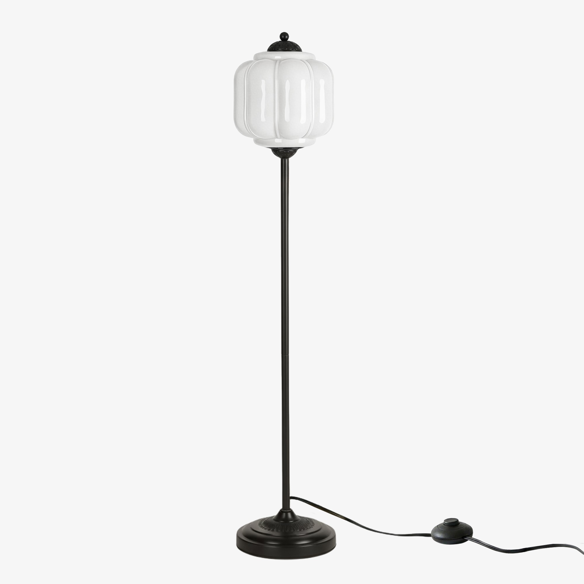 Eloise Vloerlamp van getextureerd glas in pompoenvorm - Organisch artistiek ontwerp en retrostijl voor de woonkamer HL2510