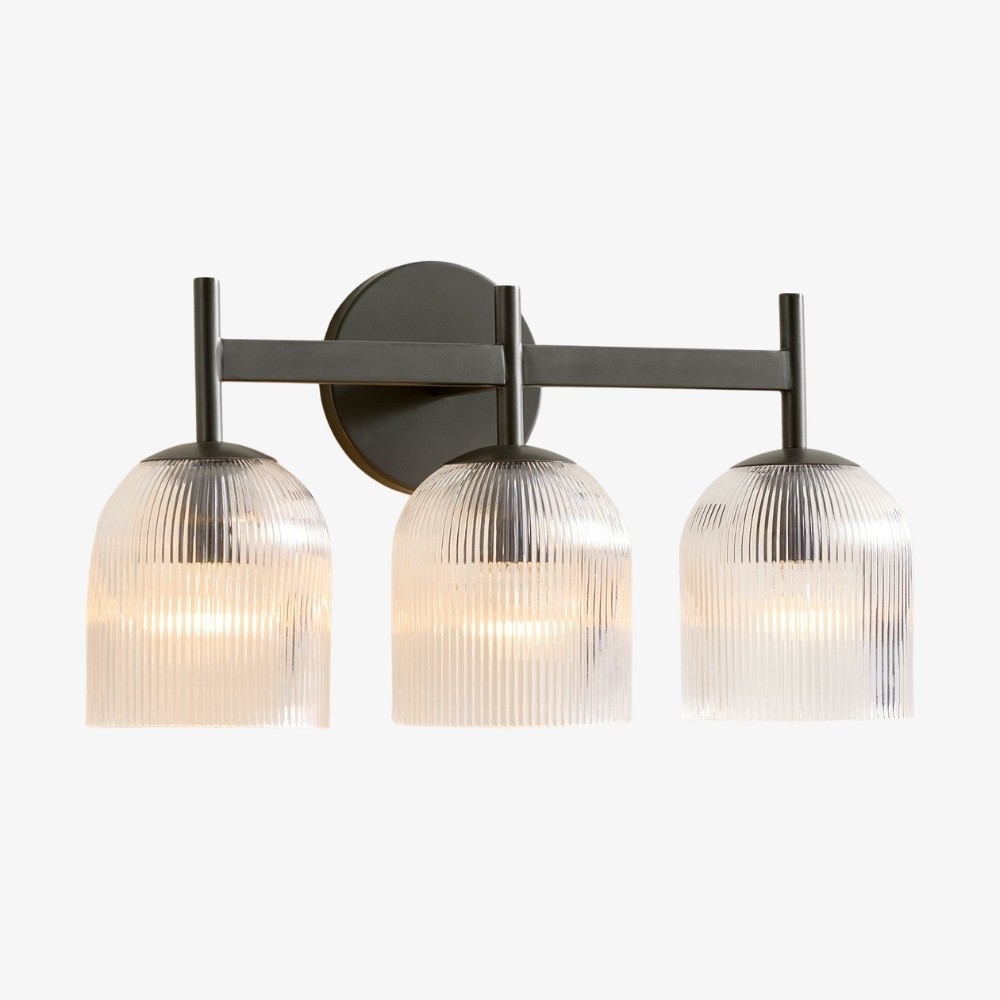 Bravira geribbelde glazen wandlamp - metalen wandlamp met heldere glazen kap HL1552