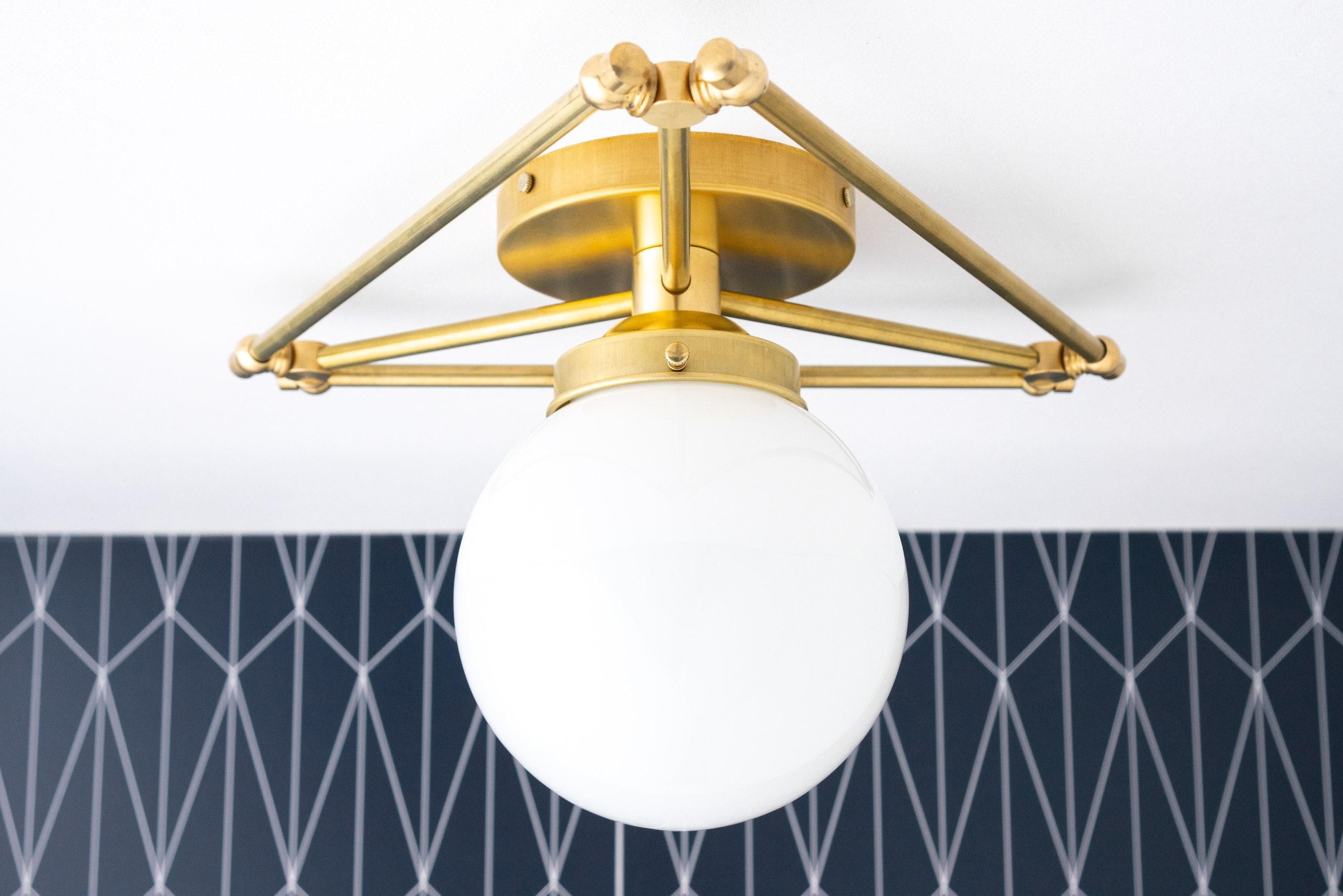 Glorica Glazen Geometrische Plafondlamp van Messing - Mondgeblazen Bolontwerp HL1725