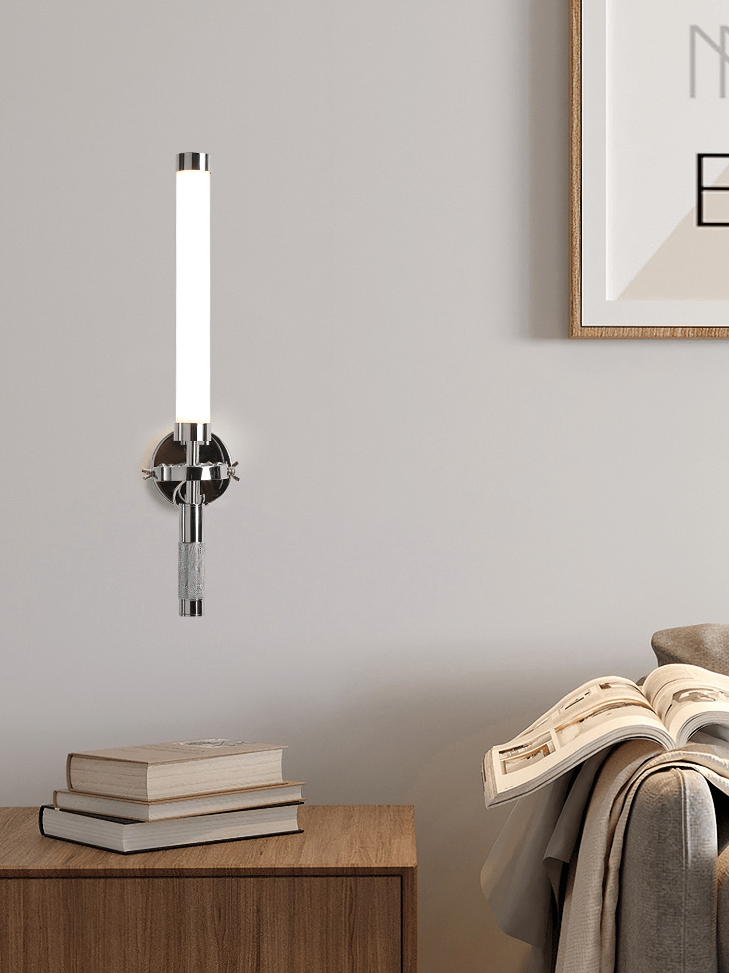 Moderne metalen zilveren staafvormige wandlamp HL1105
