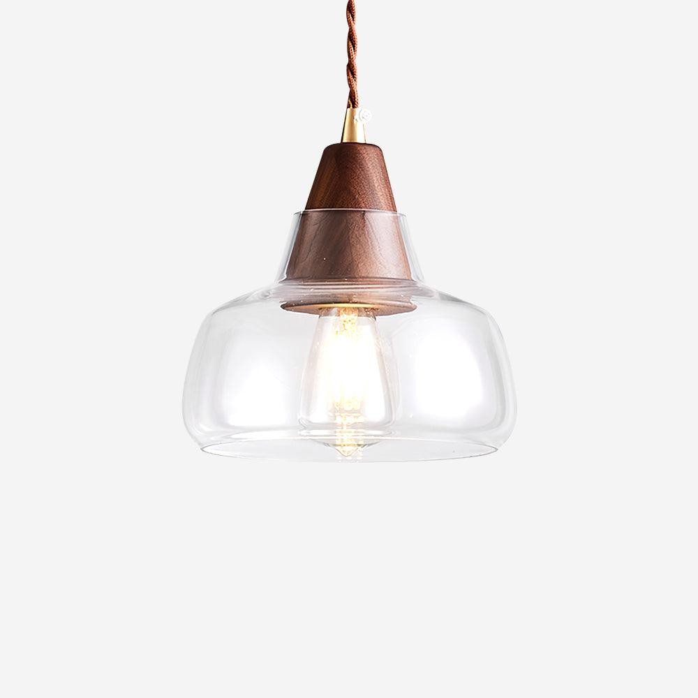 Hanglamp van notenhoutglas HL915
