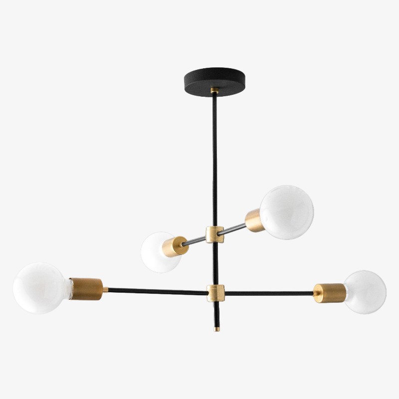 Mobilux Line zwarte en messing kroonluchter - moderne bolvormige plafondlamp HL1699