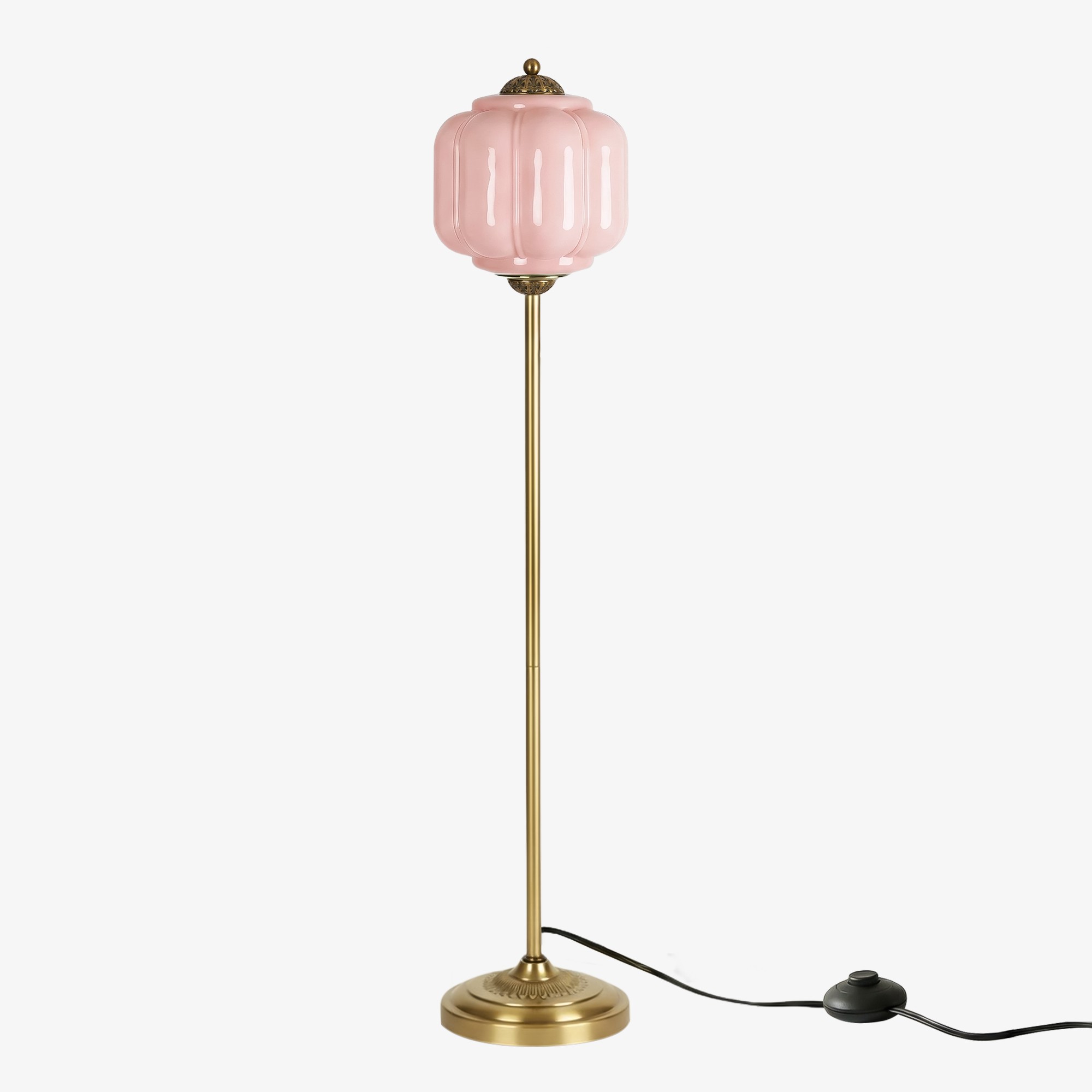 Eloise Vloerlamp van getextureerd glas in pompoenvorm - Organisch artistiek ontwerp en retrostijl voor de woonkamer HL2510