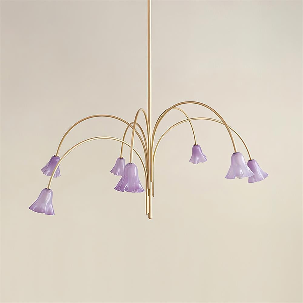 Bellina moderne romantische kroonluchter - botanisch lelie-ontwerp met glazen bloemen HL1642