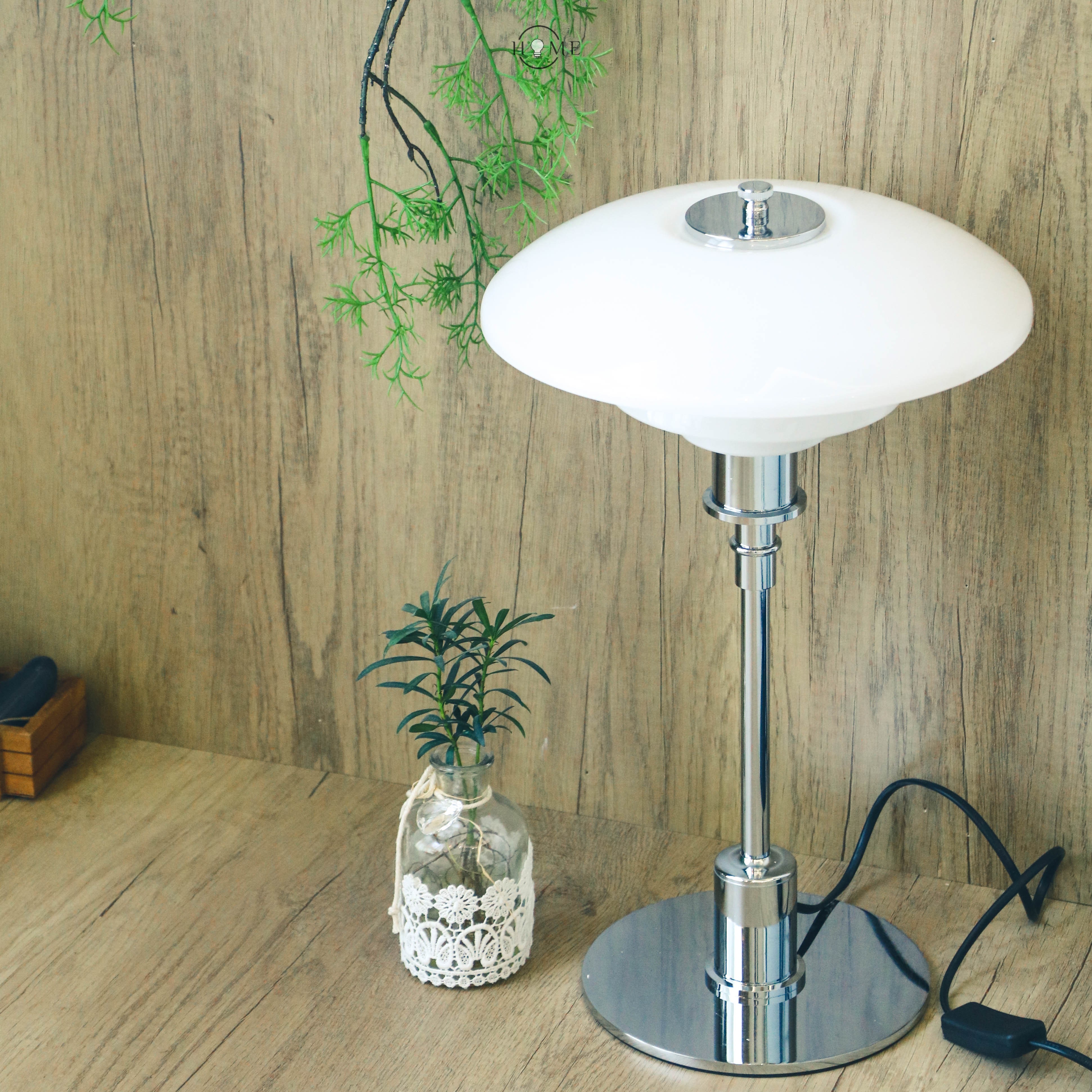 Glazen tafellamp met Multilayer roestvrij staal