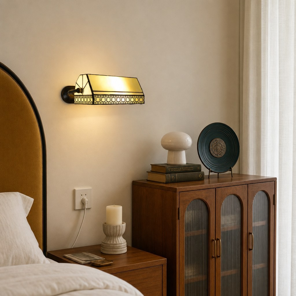 TF Tivanny Wandlamp met bloemenmotief en glas-in-lood - Tiffany-geïnspireerde wandlamp voor slaapkamer of hal HL3546