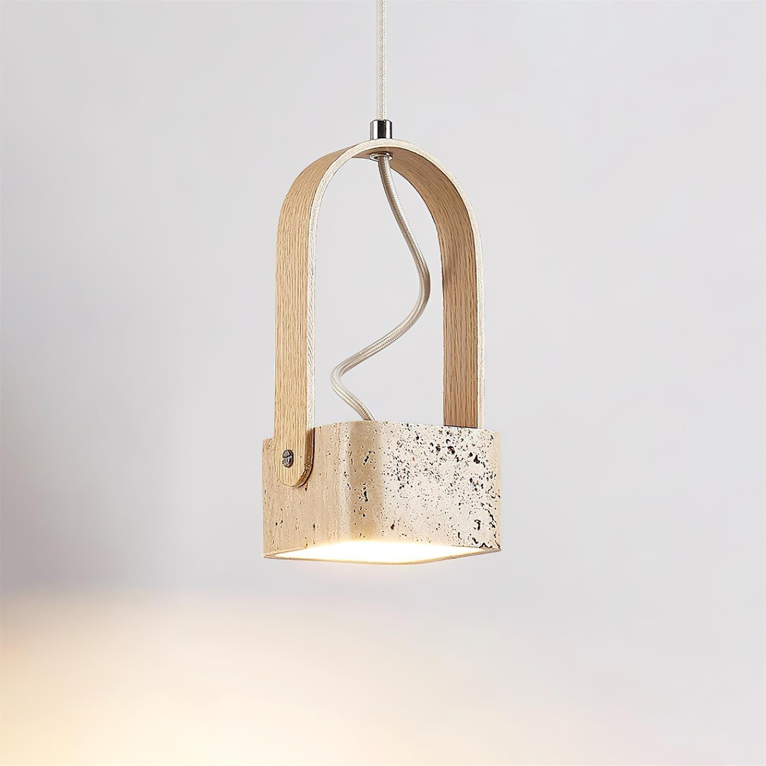 Geometrische gele travertijn hanglamp HL575