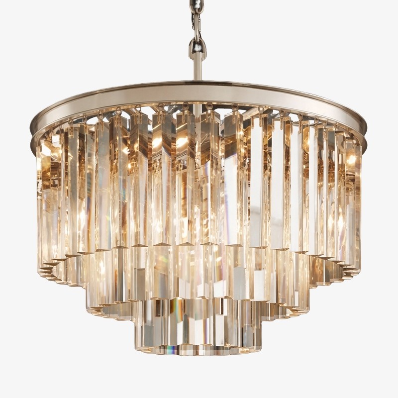 Aurevon Crystal Prism Modern Plafondkroonluchter met Metalen Frame voor Thuis en Hotel HL2298