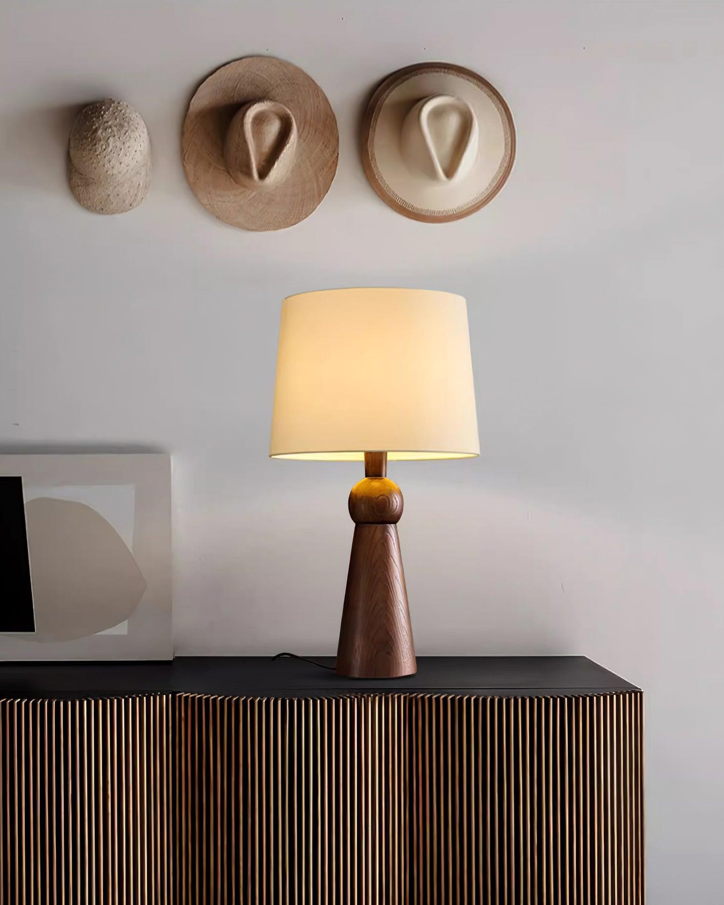 Nordic Retro Massief Houten Stoffen Tafellamp HL372