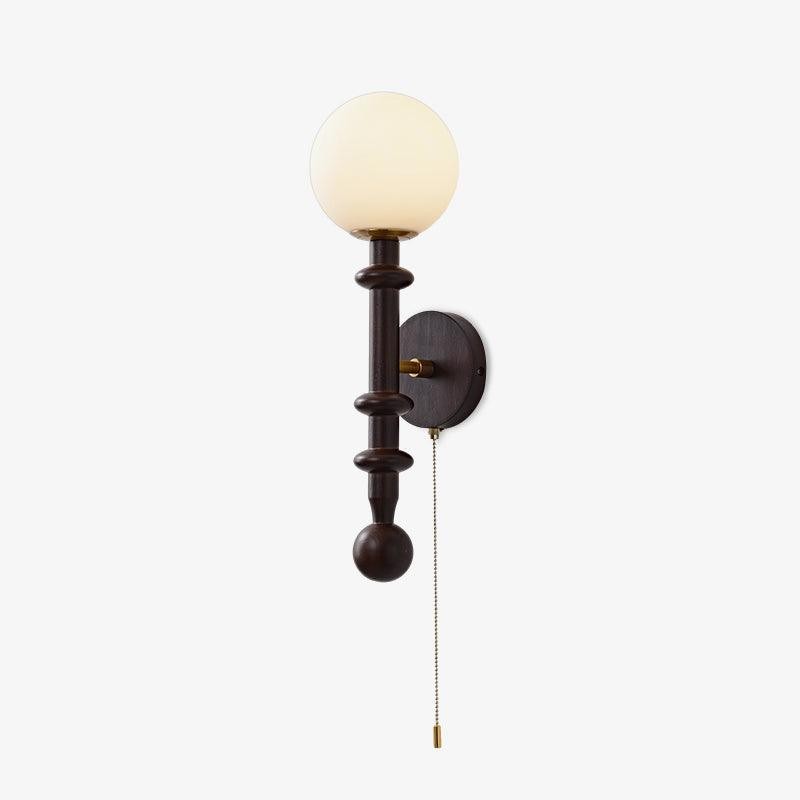 Franse eenvoudige vintage nachtkastje houten glazen wandlamp HL768