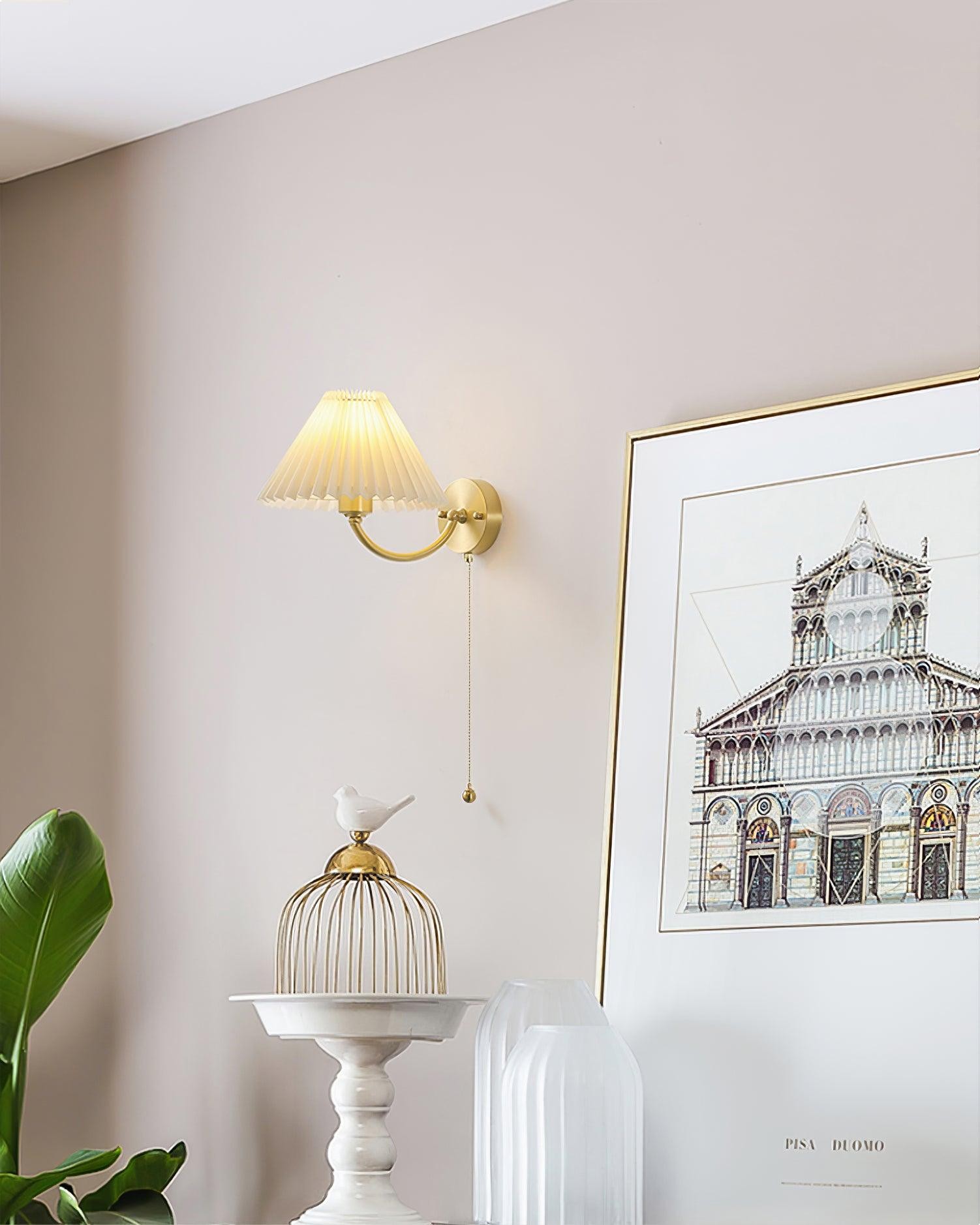 Moderne minimalistische luxe stoffen messing wandlamp voor woonkamer HL808