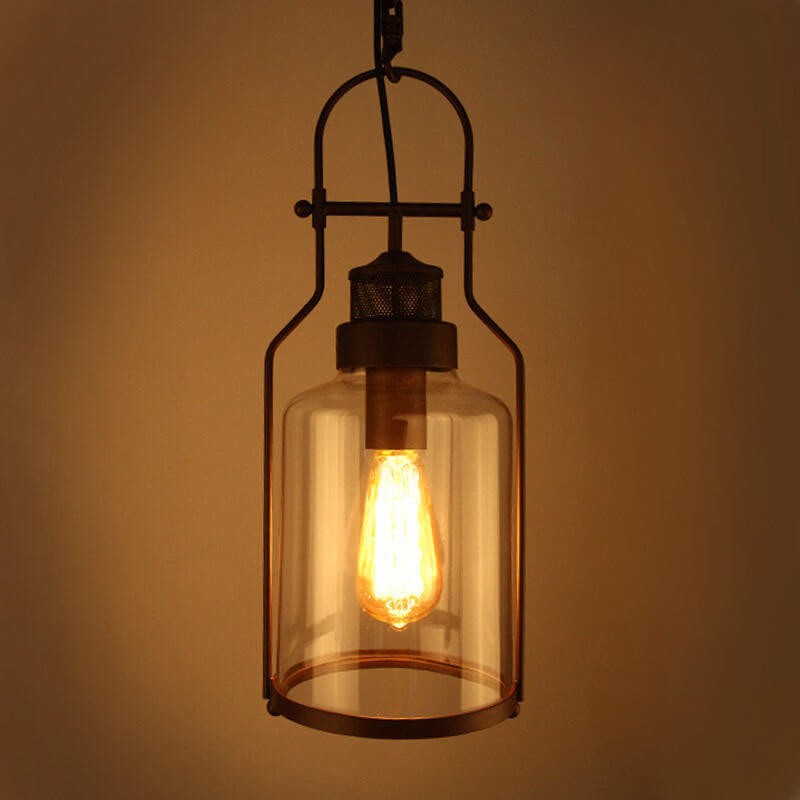Lirra Vintage Glazen Pot Hanglamp - Industriële Metalen Hanglamp voor Keuken en Bar HL973