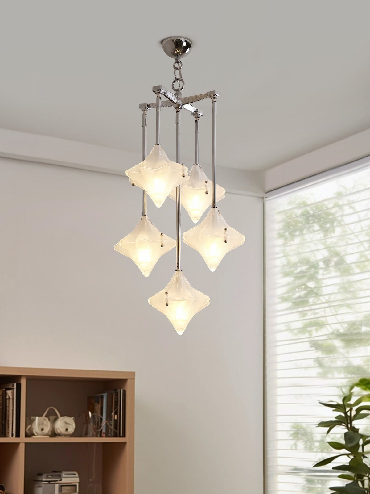 Art Deco Astris Star Kroonluchter - Decoratief armatuur van gematteerd glas voor eetkamer HL1791