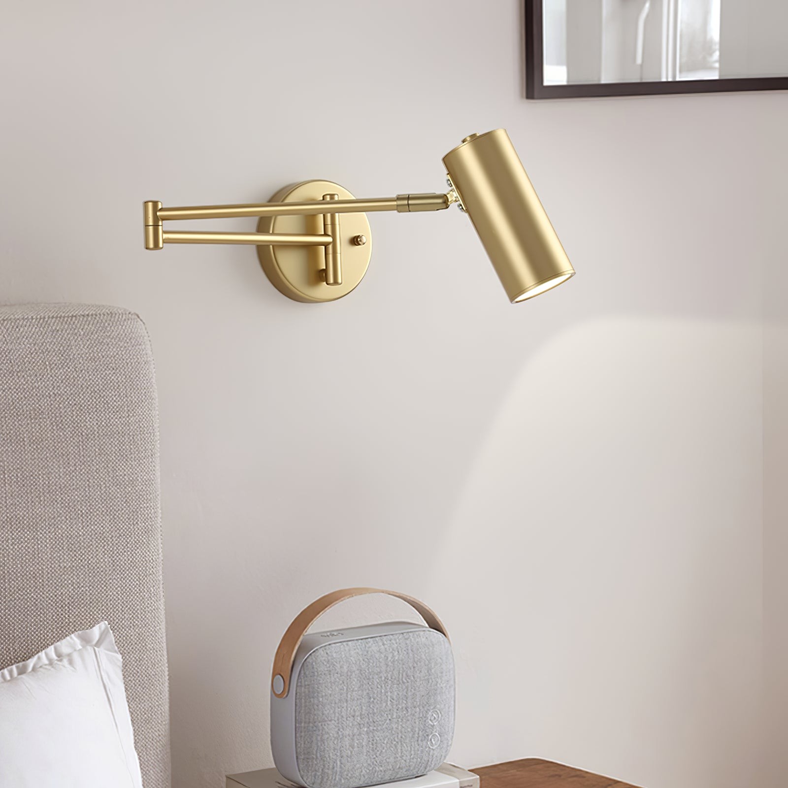 Moderne metalen cilindervormige wandlamp met zwenkarm HL1076