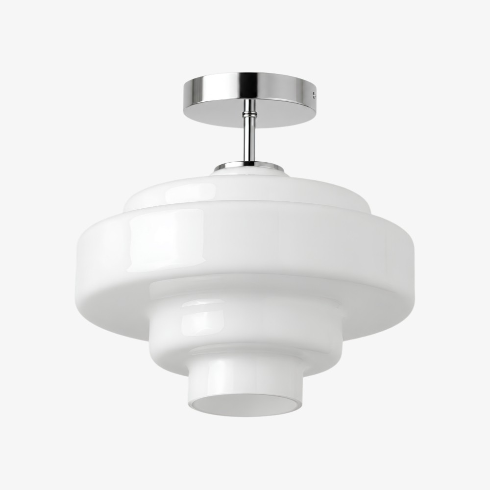 Koloro glazen plafondlamp - gelaagde, afgeronde lampenkap voor hal of garderobe HL3581