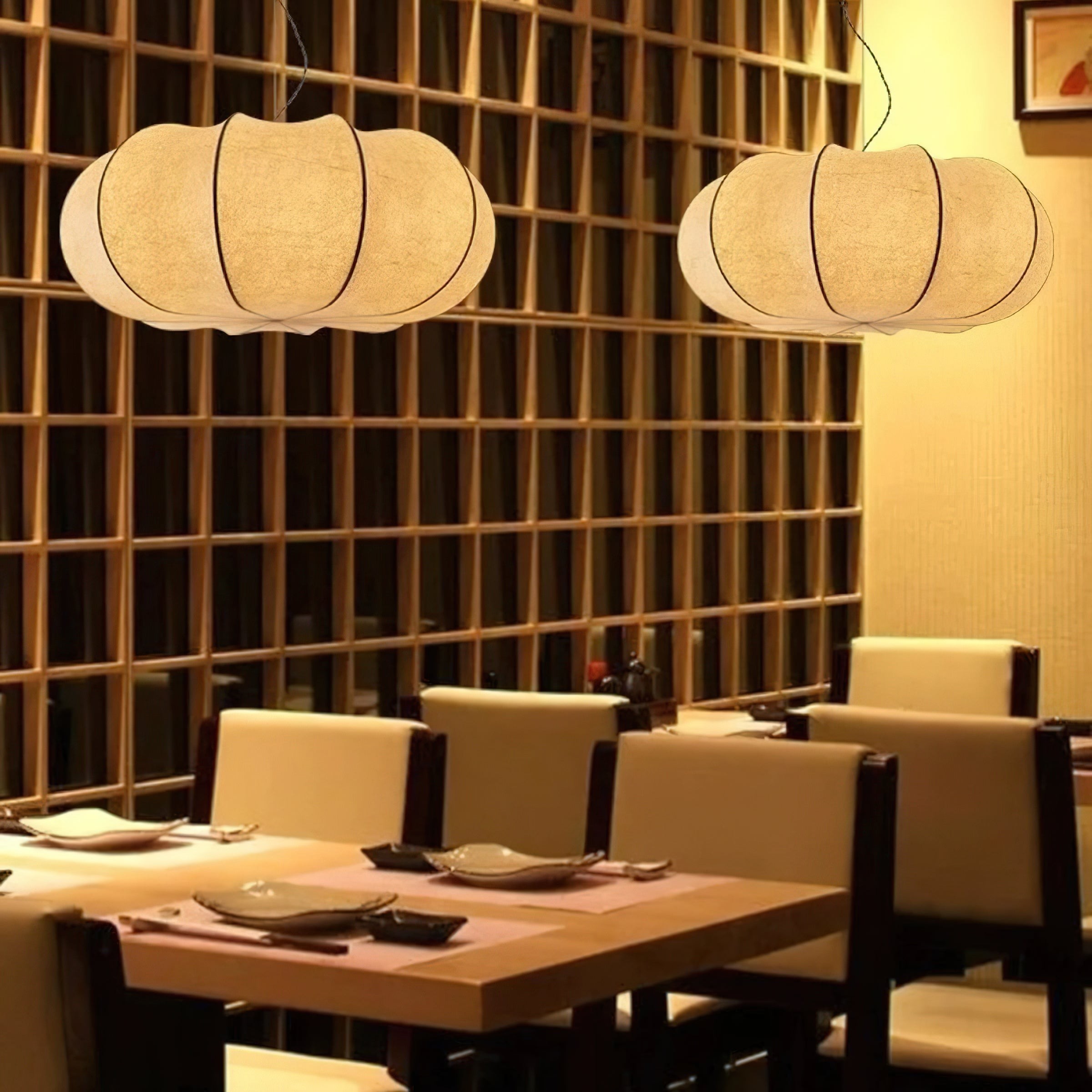 Moderne creatieve platte ronde zijden hanglamp HL660