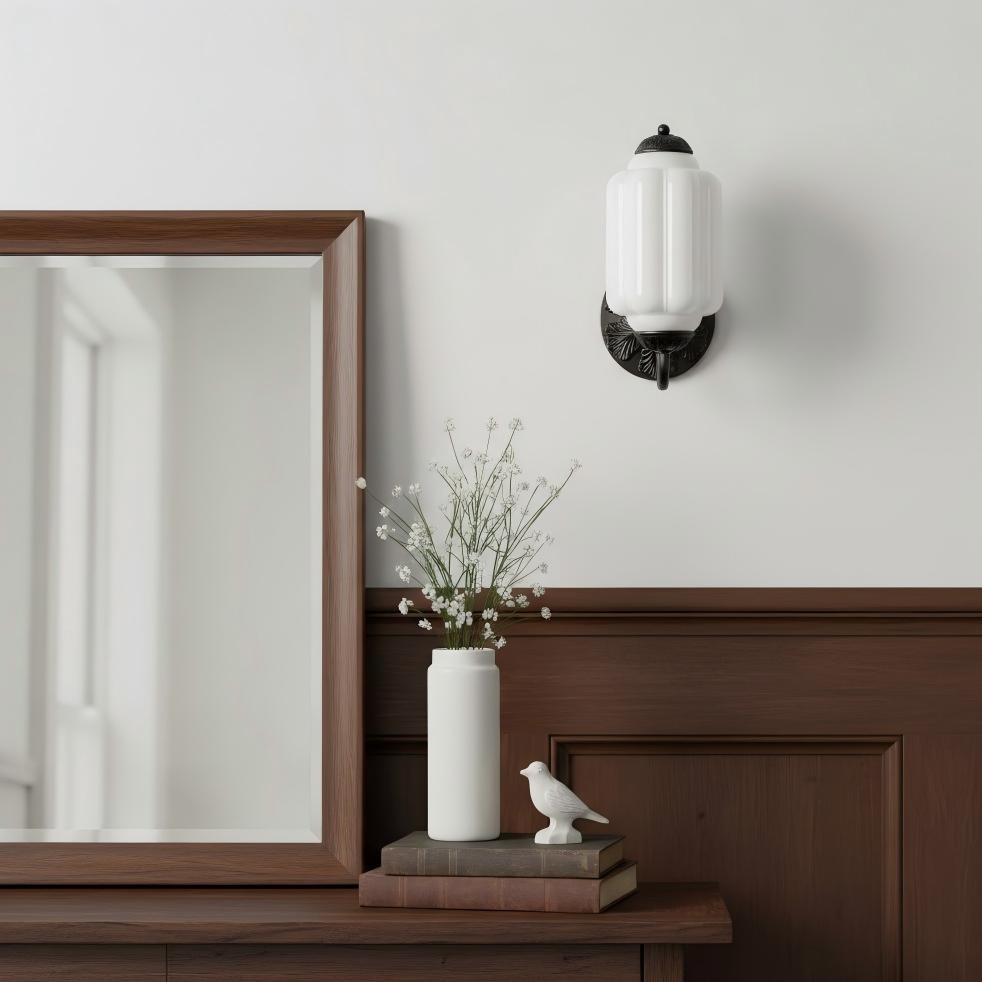 Vintage Melkglas Eloise Kandelaar Wandlamp HL844