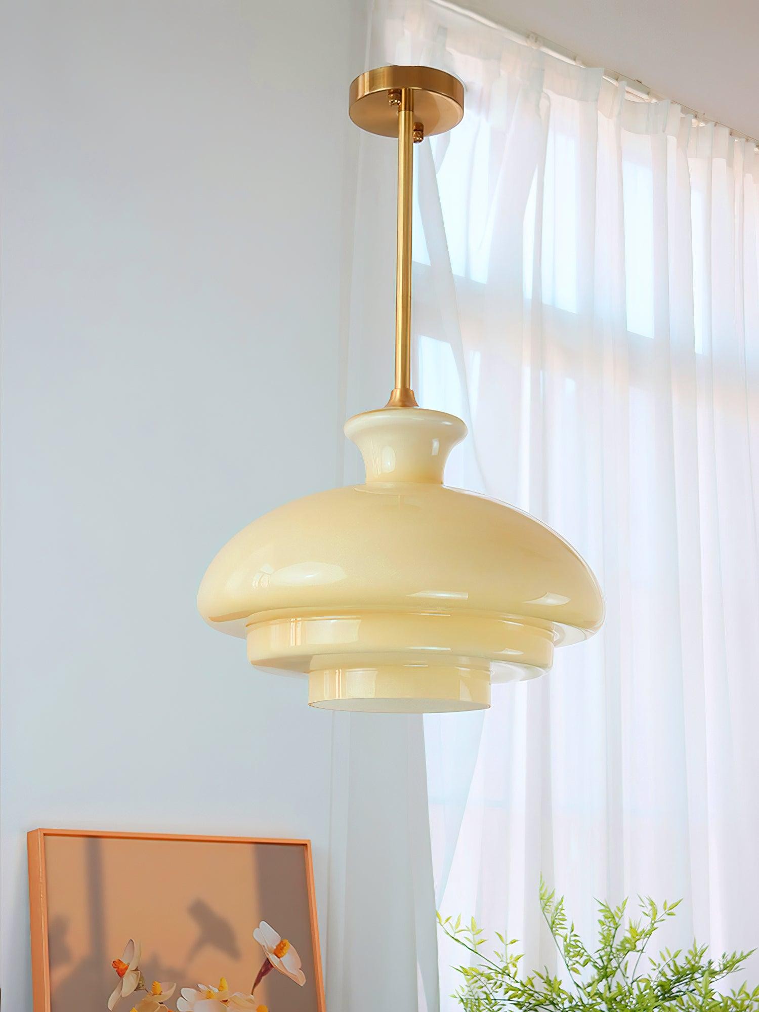 Ronde gele stijlvolle eenvoudige glazen hanglamp HL638