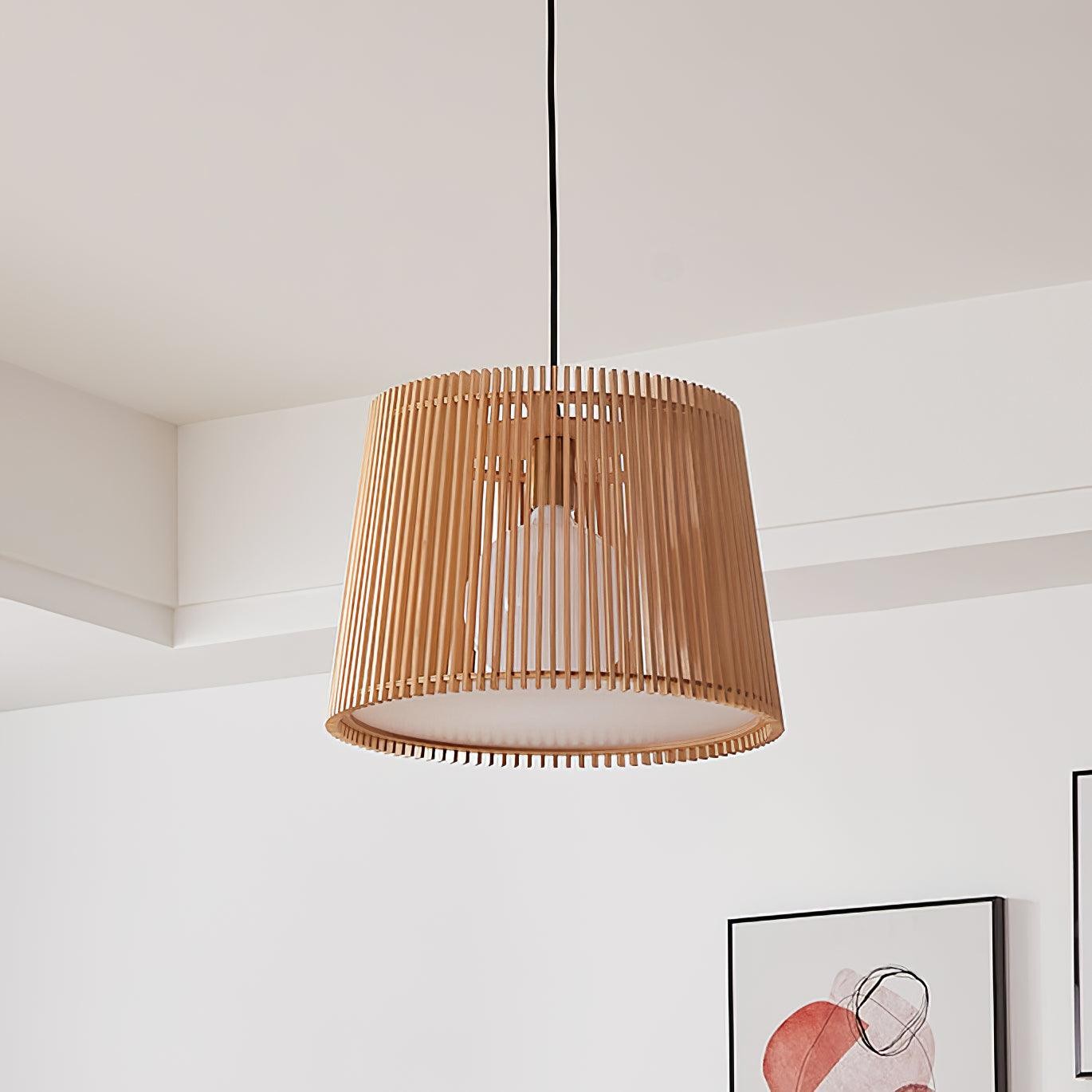 Houten boomstamkleurige kooi hanglamp HL752