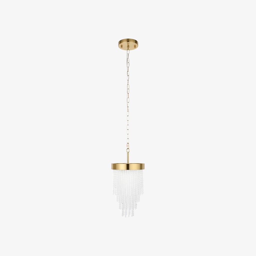 Cavara kroonluchter met meerdere lagen glazen stangen - messing hanglamp met meerdere lagen voor eetkamer en entree HL2077