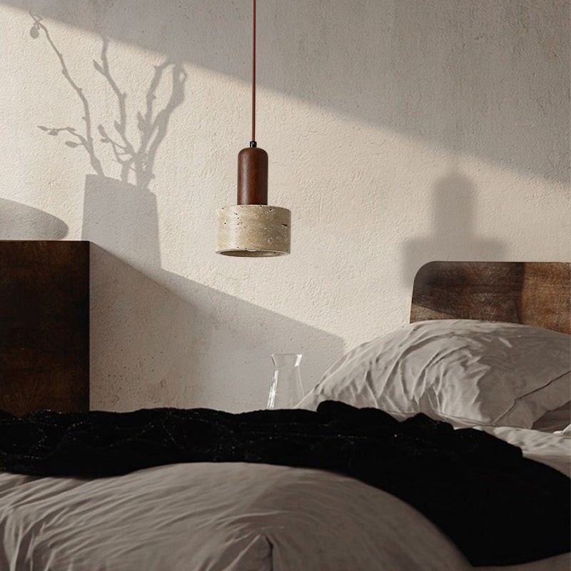 Traditionele retro cilindrische hanglamp van massief hout HL868