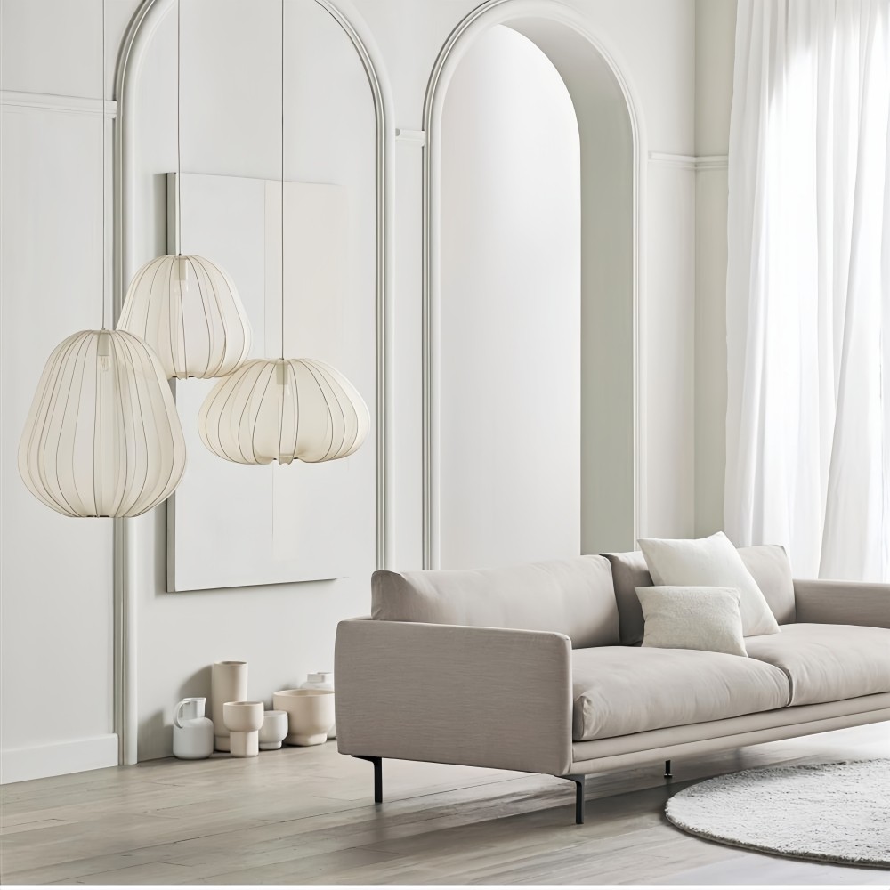Witte stoffen hanglamp - Nordic lantaarnkap voor slaapkamer HL1316