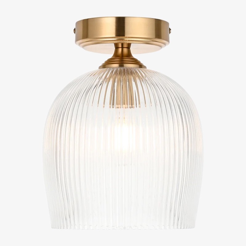Brazara Dome Plafondlamp - Industriële geribbelde en heldere glazen kap voor de woonkamer HL2119
